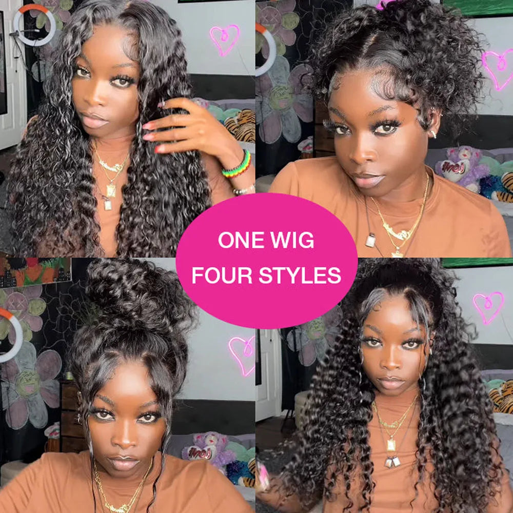 Deep Curly Wave HD Lace Front Wig - 360 Glueless, 13x6, 100% Brazilian Human Hair