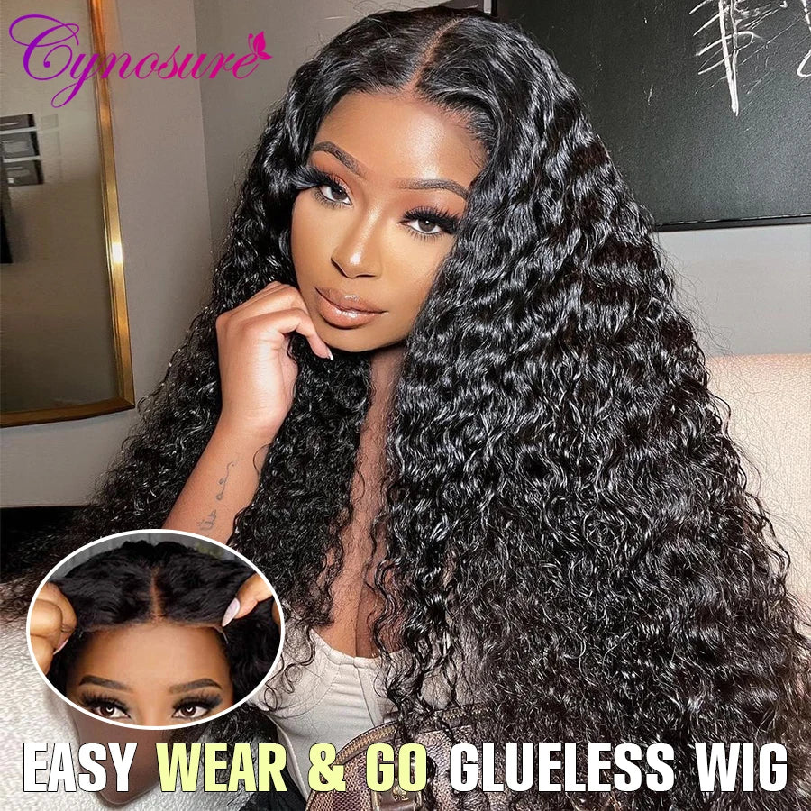 Cynosure Hair HD Lace Frontal Wig Pre Cut Glueless Wig Human Hair Ready to Wear Pre Plucked Brazilian Curly Human Hair Wigs