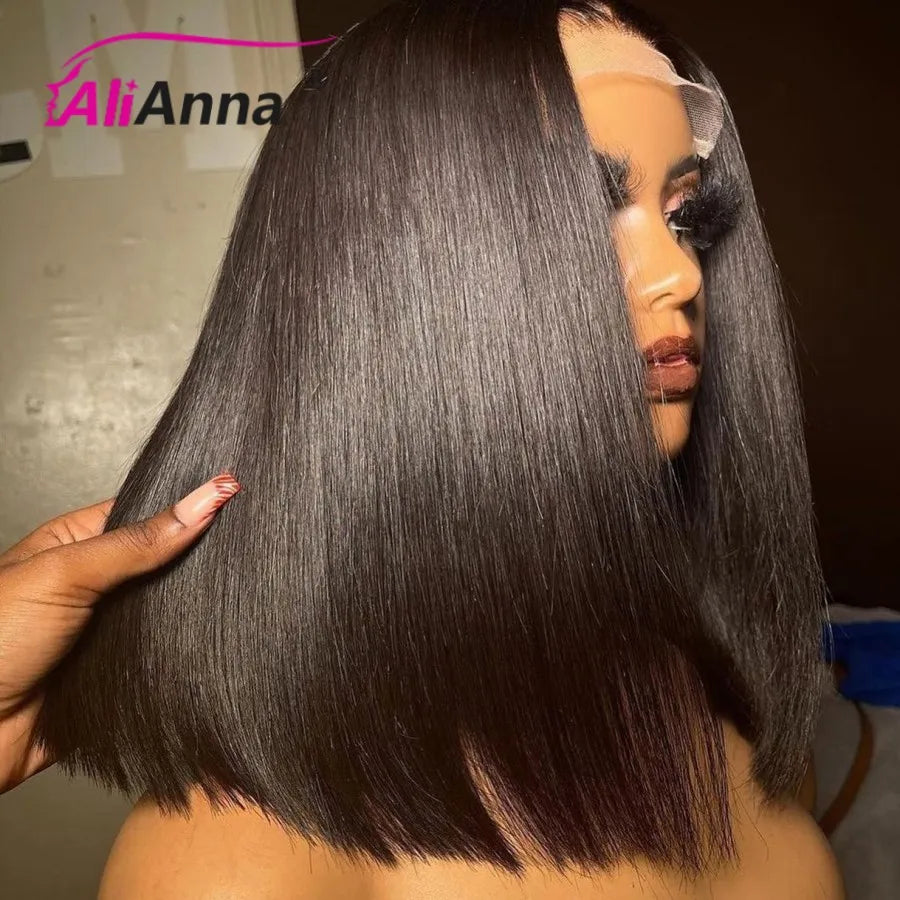 Locks & Lux Short Bob Glueless Wig - Human Hair, Transparent Lace