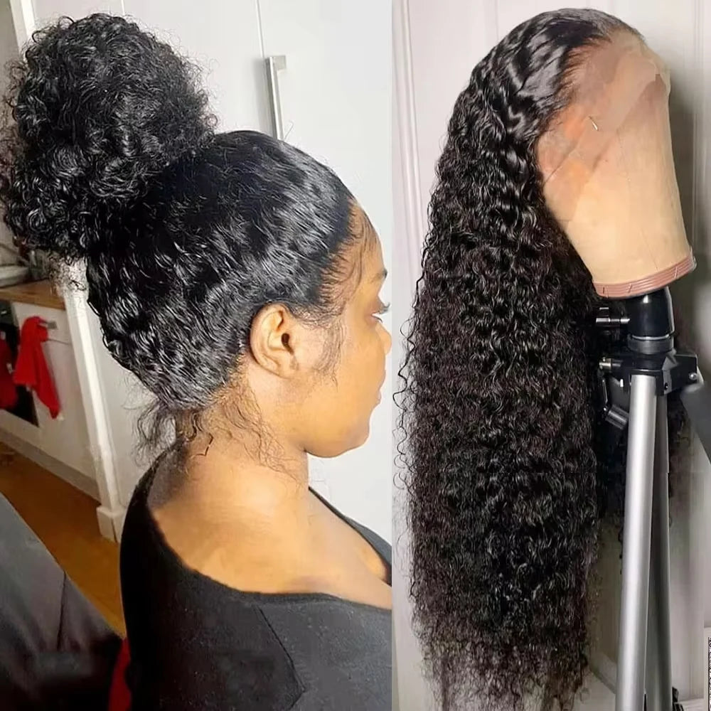Deep Curly Wave HD Lace Front Wig - 360 Glueless, 13x6, 100% Brazilian Human Hair