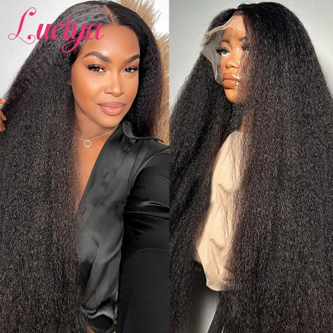 Locks & Lux Kinky Straight Glueless Wig - HD Lace Front & Lace Closure, Human Hair