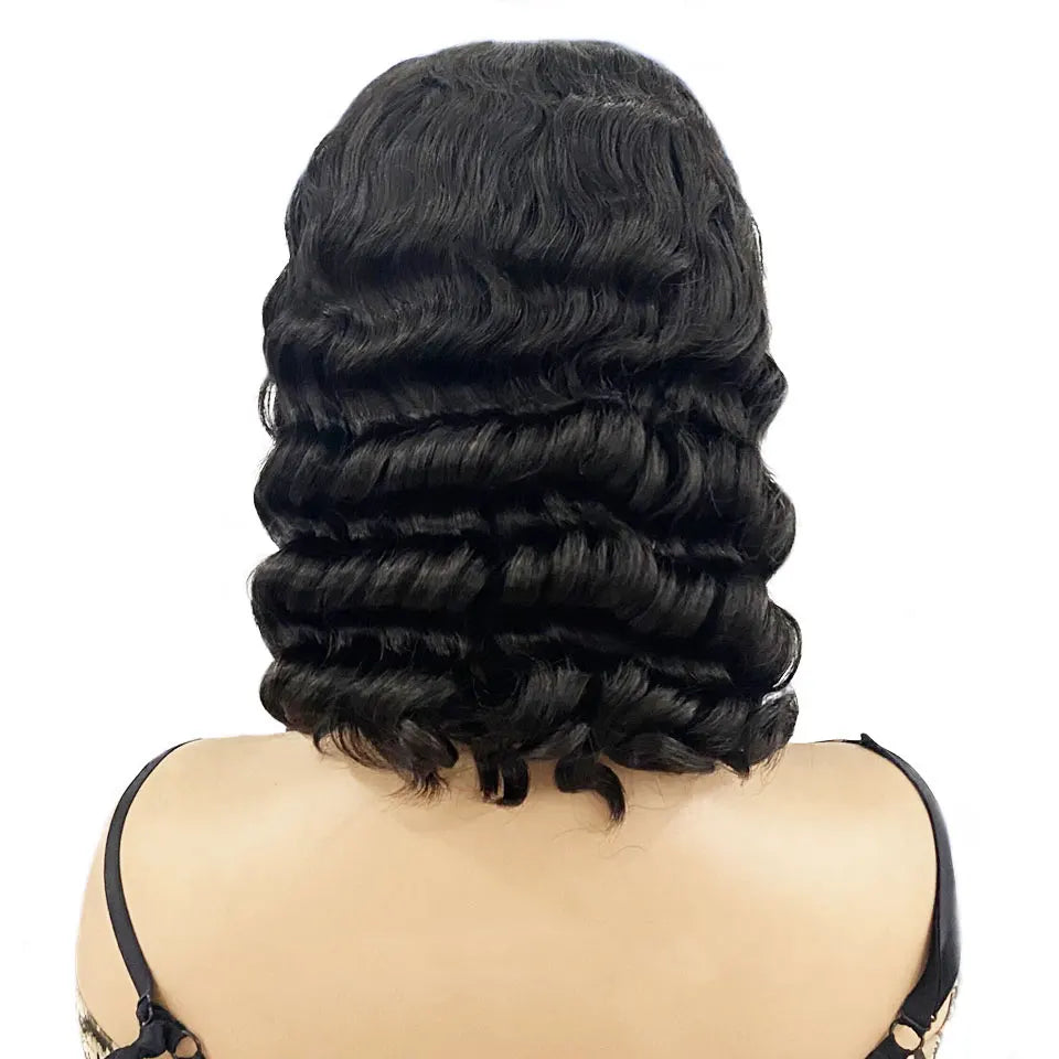 Glueless Loose Deep Wave Bob Wig – 100% Brazilian Human Hair, 4x4 Pre-Cut Transparent Lace, Wear & Go Wig for Women